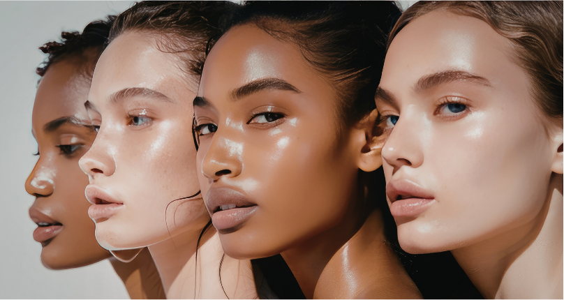Four models with radiant, healthy skin